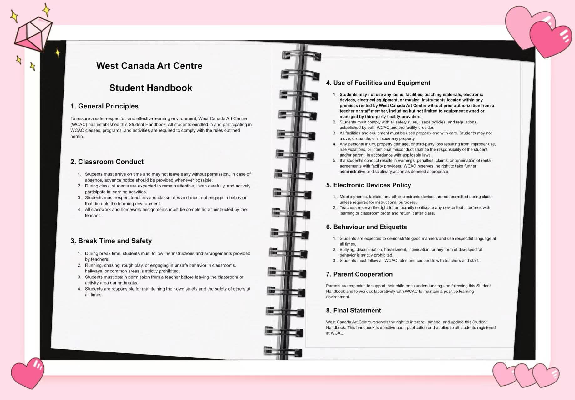 West Canada Art Centre schedule